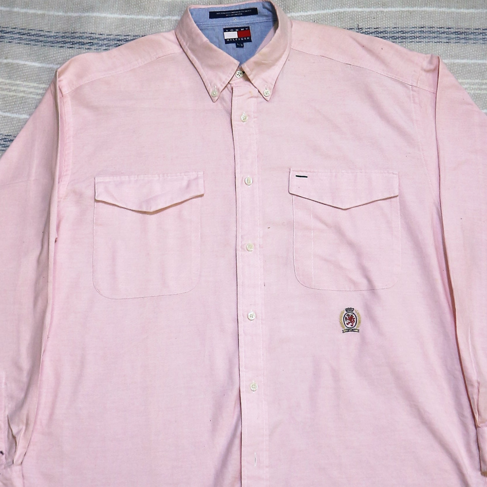 TOMMY HILFIGER Pink Crest Long Sleeve Button Shirt - Picture 2 of 8